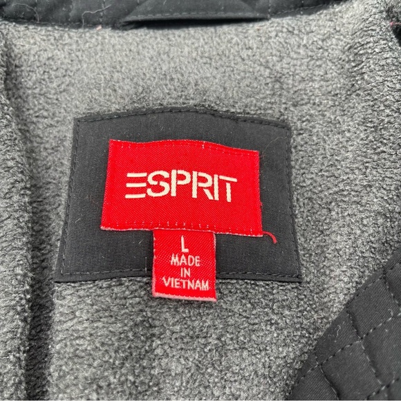 Esprit Quilted Jacket Full Zip Pockets Black Women’s Large Button Lined Y2K - Picture 13 of 13